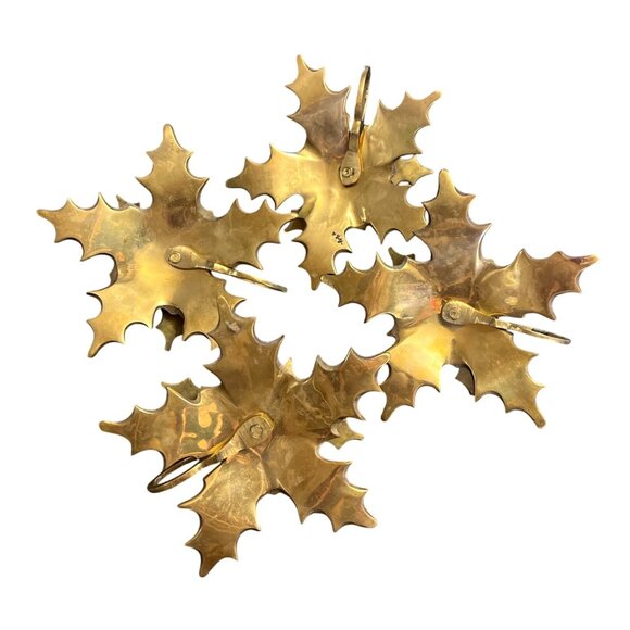 Vtg Brass Holly Berries Chamberstick Candleholder Finger Loop Set of 4 - Picture 5 of 5
